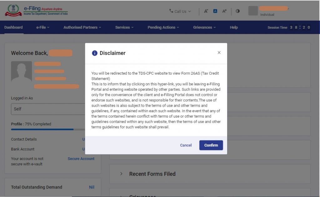 View/Download Form 26AS-Advofin Consulting