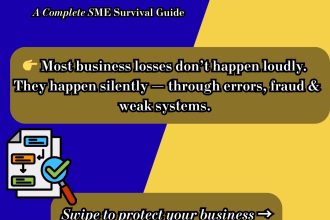 A professional compliance and governance banner by AdvoFin titled “Internal Controls Every Founder Must Set Up – A Complete SME Survival Guide.” The image highlights how most business losses occur silently due to errors, fraud, and weak internal systems, emphasizing the importance of strong internal controls for small and medium enterprises.